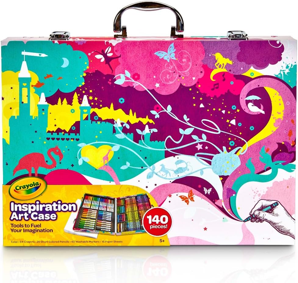 Crayola Inspiration Art Case Coloring Set - Tie-Dye (140ct), Art Supplies Set For Kids, Travel Drawing Kit, Gift for Girls & Boys, Ages 5+ [Amazon Exclusive]