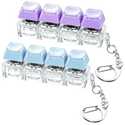 2 PCS Keyboard Fidget Toy, Keyboard Fidget Keychain 4-in-1 Keyboard Decompression Button Finger Clicker Toys, Keychain Button Stress Relief Fidget Gifts to Relief Stress (Transparent)