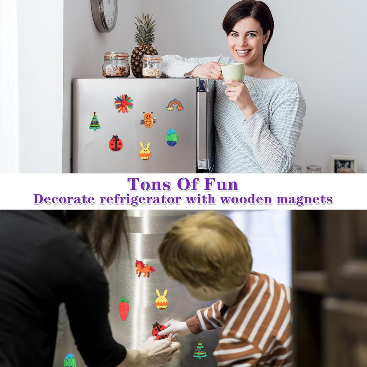 DIY Wooden Magnet 36 Art Craft Supplies Painting Kit for Kids Ages 4-8 8-12