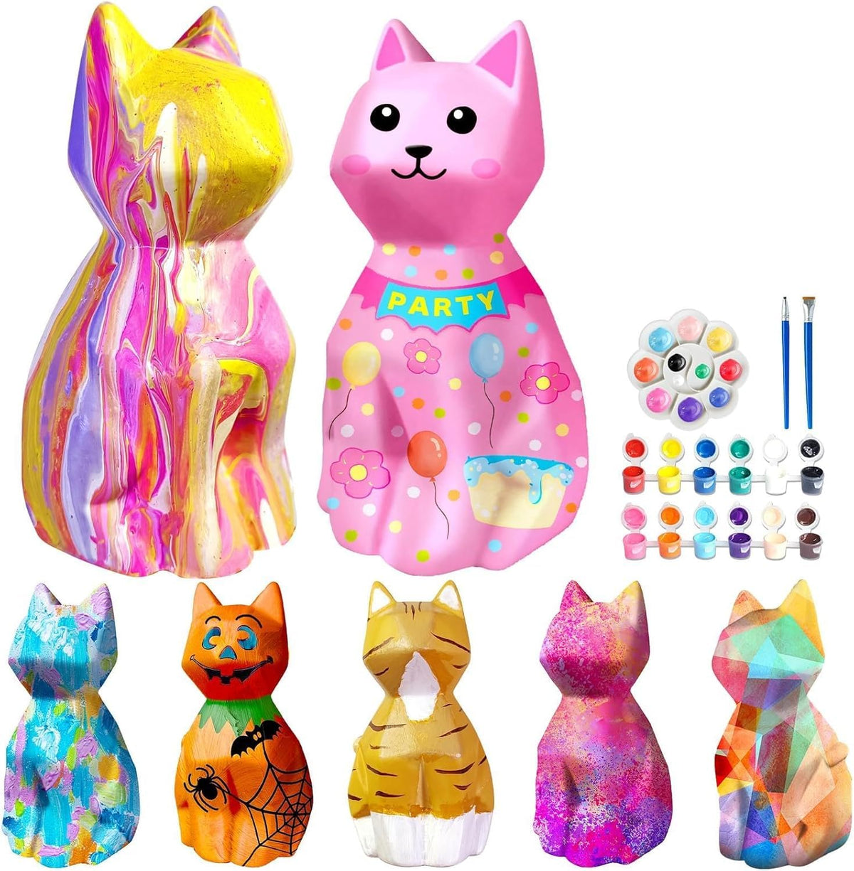 Goodyking Paint Your Own Cat Lamp Kit, DIY Cat Crafts Night Light, Painting Kit Arts & Crafts for Kids Ages 8-12, Art Supplies Birthday Easter Party Holiday Gift for Teens Girls Boys Age 3 4 5 6 7 8+