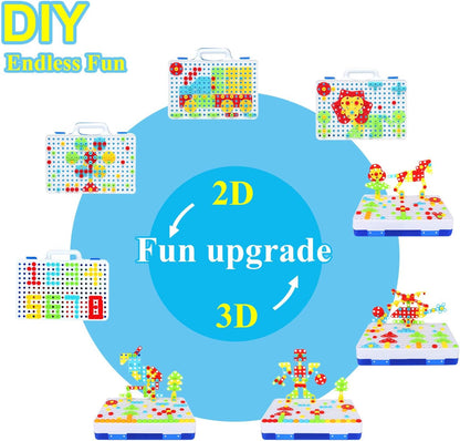 HAPTIME Design and Drill Toy,Educational Toys Building for Kids Ages 3-8,STEM Toys for 3 4 5 6 Year Old,193 Pcs Electric Drill Toy,Magic Montessori Play Toolbox for Toddler Boys Girls Preschool