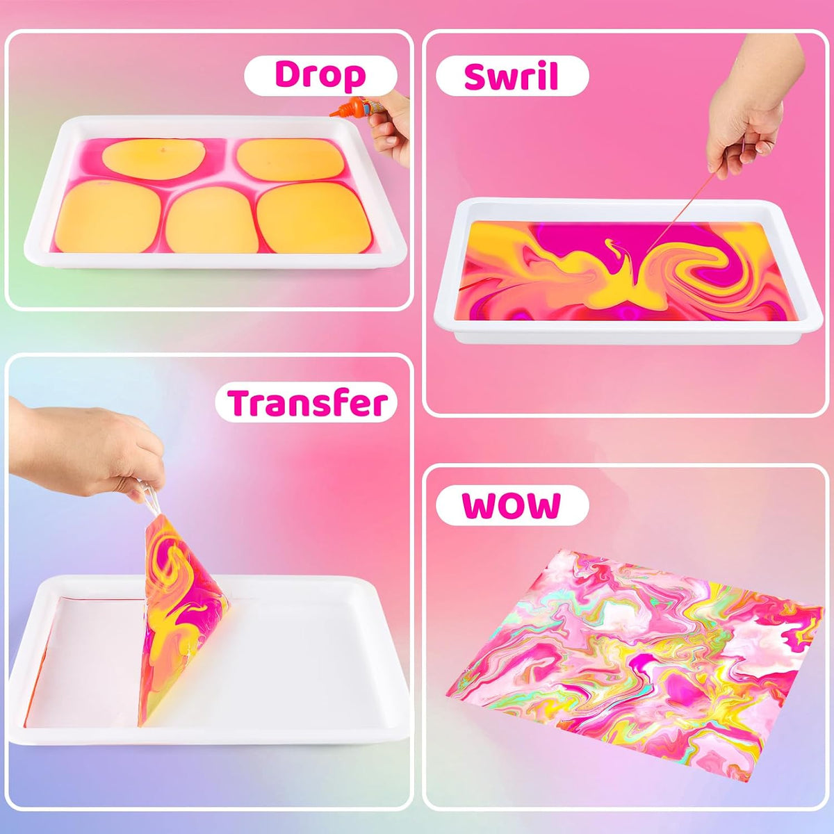 Water Marbling Paint for Kids,Stocking Stuffers for Kids,Birthday Gifts for Kids 3+ Years Old,Arts and Crafts for Girls Boys Ages 8-12 6-8 3-5,STEM Science Toys