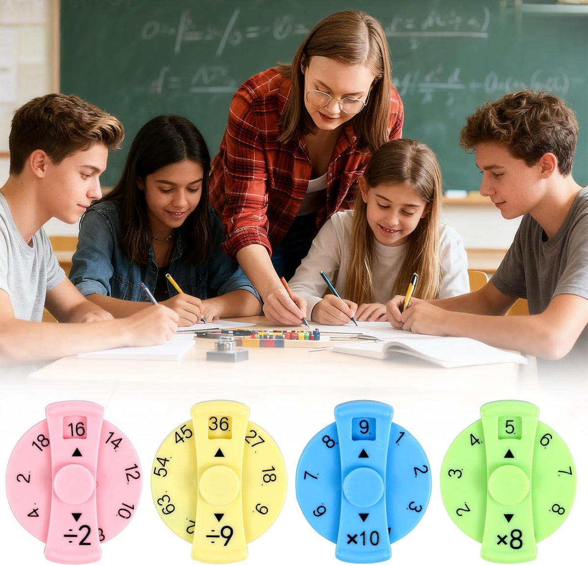 9 Pcs Math Fidget Spinners, Math Fidget Toy Learn Multiplication Division