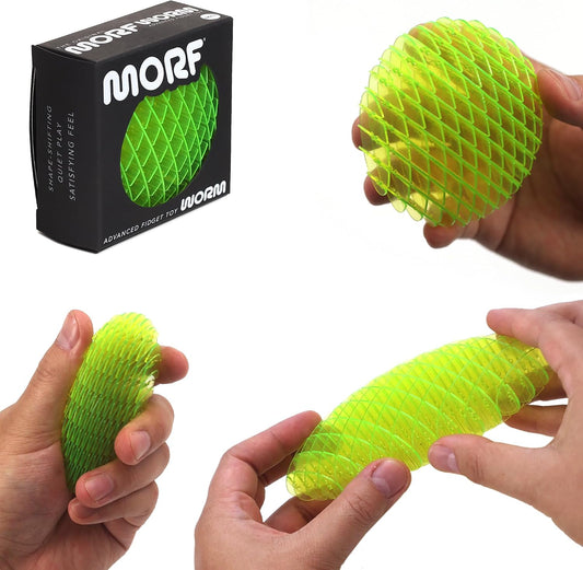 Morf Worm 3D Sensory Fidget Toy for Kids and Adults, Green, Small