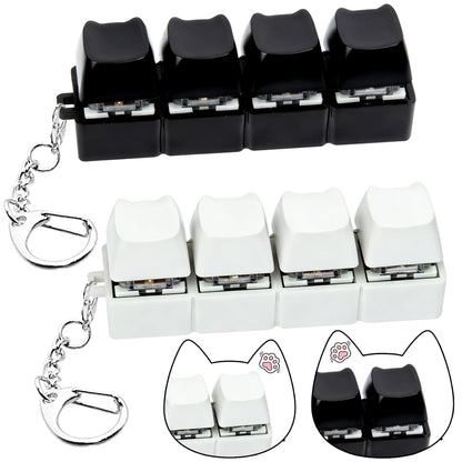 2 PCS Keyboard Fidget Toy, Keyboard Fidget Keychain 4-in-1 Keyboard Decompression Button Finger Clicker Toys, Keychain Button Stress Relief Fidget Gifts to Relief Stress (Transparent)