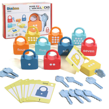 Dinhon Montessori Number Lock Key Toy Learning Game for 3-5 Years Old Kids