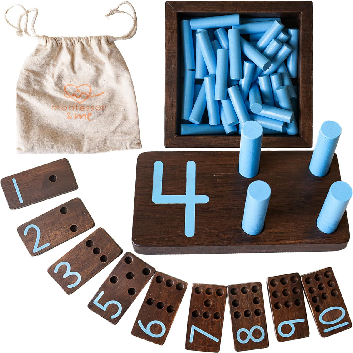 Counting Peg Board - Montessori Math and Numbers for Kids - Wooden Math Manipulatives Materials