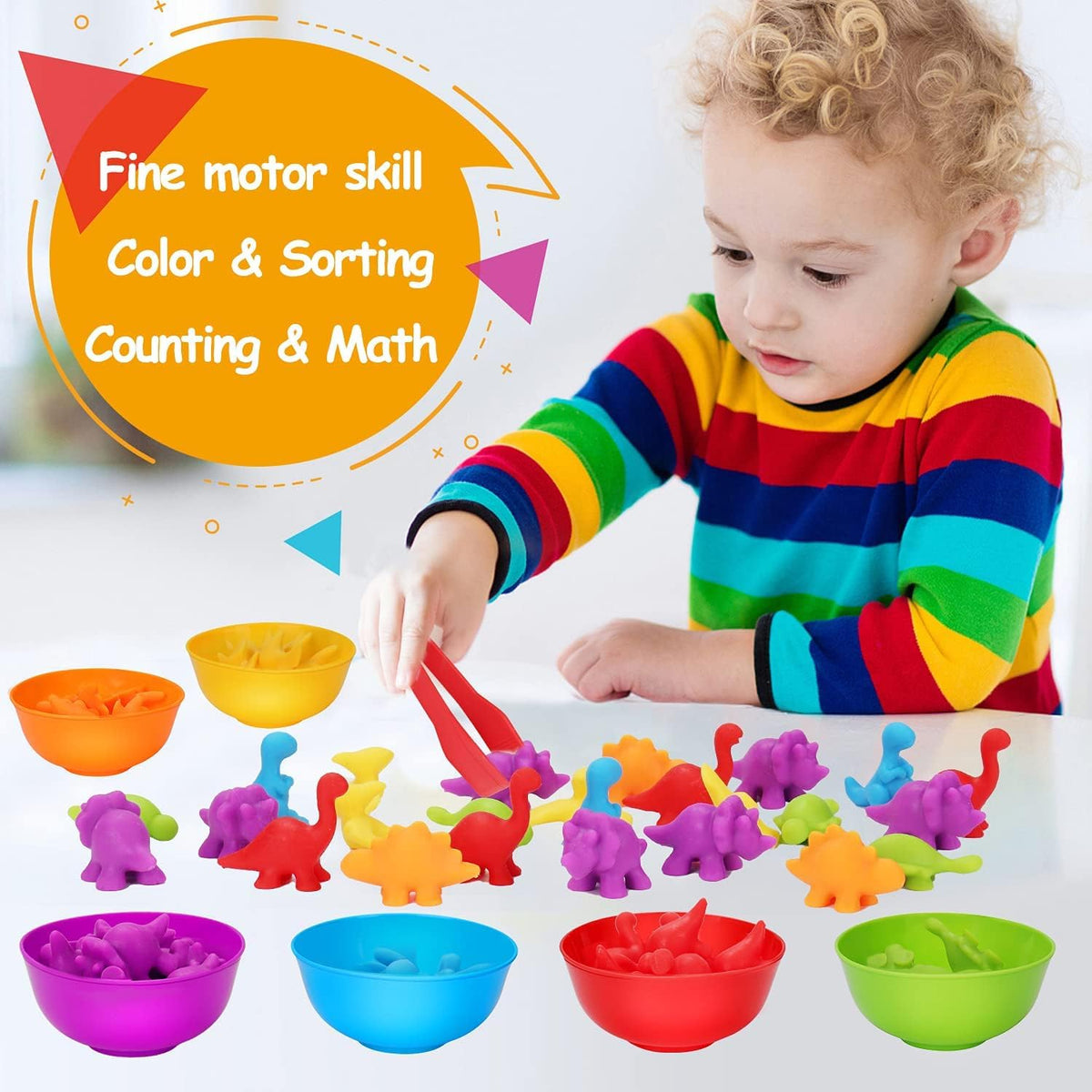 Tsomtto Counting Dinosaurs Montessori Toys for 3 4 5 Years Old Boys Girls