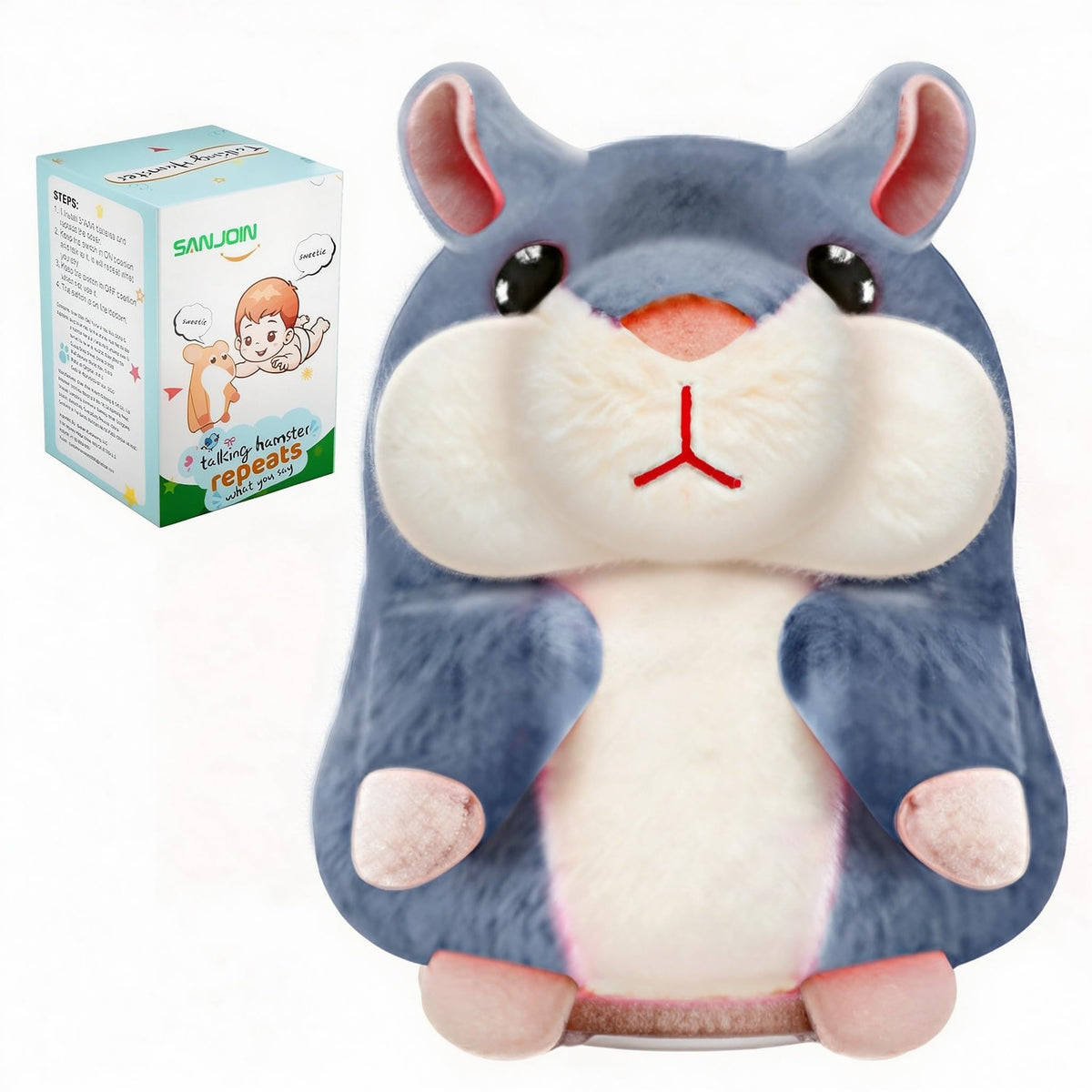 SANJOIN Toddler Kids Toys, Talking Hamster Repeats What You Say for Boys Girls, Stuffed Animals Interactive Plush Repeating Sensory Toy Gifts for 3+ Year Old Boy Girl Birthday Gift (Brown)