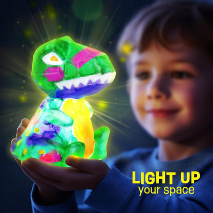 Paint Your Own Dinosaur Lamp Kit, Crafts for Kids Ages 6-12, Gifts for Boys