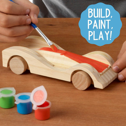 Made By Me Build & Paint Your Own Wooden Toys, DIY Wood Craft Kit, Easy to Assemble, 3 Cars