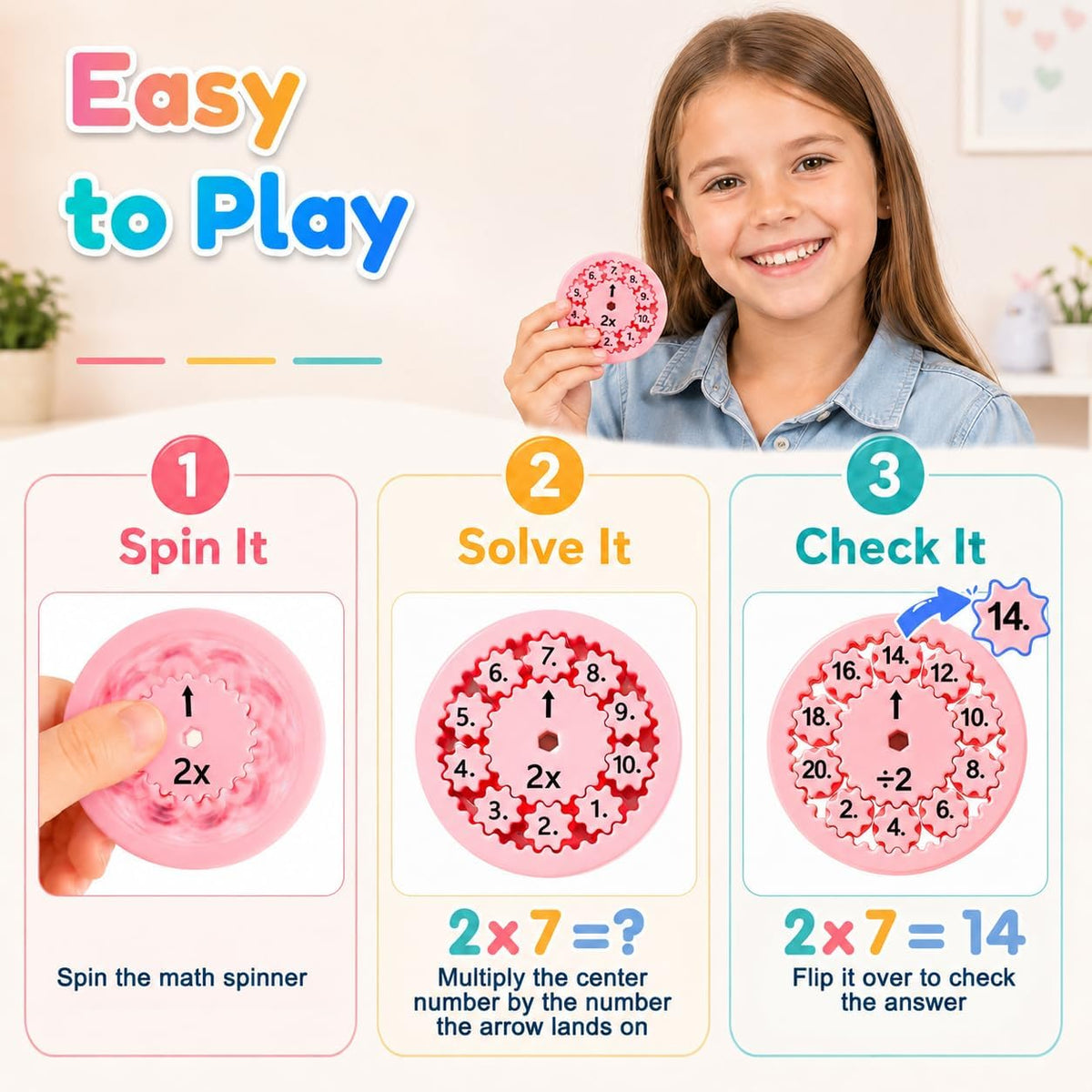 9 Pcs Math Fidget Spinners, 3rd 4th Grade Multiplication and Division Games