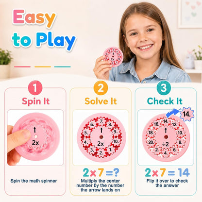 9 Pcs Math Fidget Spinners, 3rd 4th Grade Multiplication and Division Games