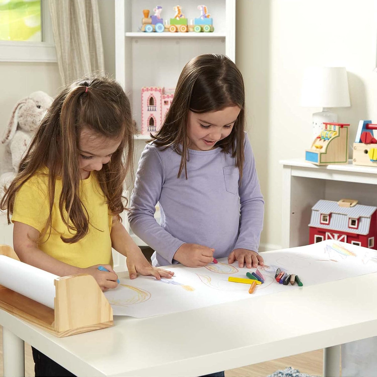 Melissa & Doug Wooden Tabletop Paper Roll Dispenser Art Play Set