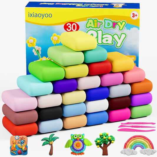 Ixiaoyoo Air Dry Clay, 30 Colors Foam Modeling Clay for School Projects