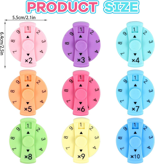 9 Pcs Math Fidget Spinners, Math Fidget Toy Learn Multiplication Division