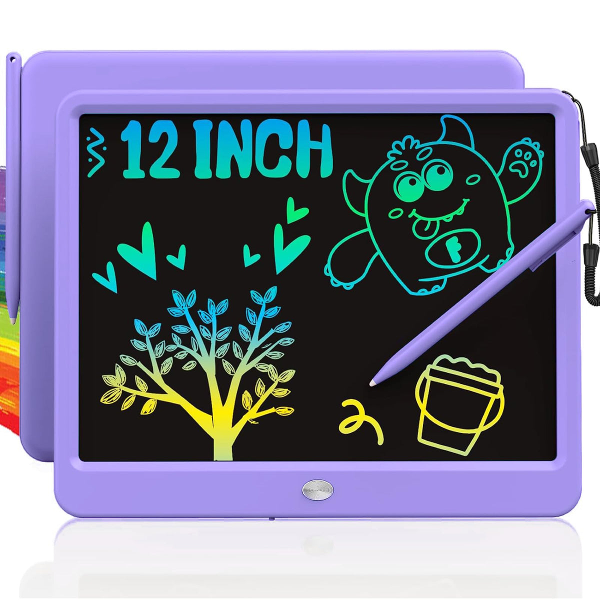 TEKFUN LCD Writing Tablet for Kids, 10-inch Coloring Drawing Pad, Mess Free Doodle Board, Airplane Travel Toys for Boys and Toddlers, Road Trip Essentials, Gifts for 3 4 5 6 7 8 Year Old Girls (Pink)