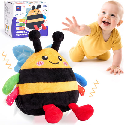 hahaland Musical Baby Soccer Toy for 6-9-12 Month, Plush Tummy Time Ball Toys, Electric Bouncing Infant Toy, Multi-Sensory Stimulation Crawling Talking Early Education Gift for 1 Year Old Boy Girl