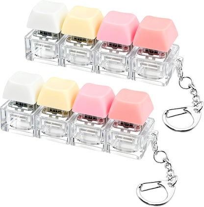 2 PCS Keyboard Fidget Toy, Keyboard Fidget Keychain 4-in-1 Keyboard Decompression Button Finger Clicker Toys, Keychain Button Stress Relief Fidget Gifts to Relief Stress (Transparent)