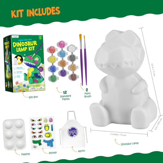 Paint Your Own Dinosaur Lamp Kit, Crafts for Kids Ages 6-12, Gifts for Boys