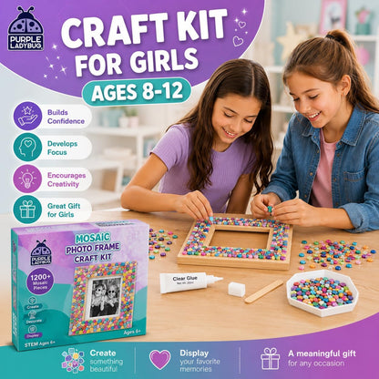 DIY Mosaic Photo Frame Craft Kit for Girls Ages 8-12 - Tween Birthday Gift