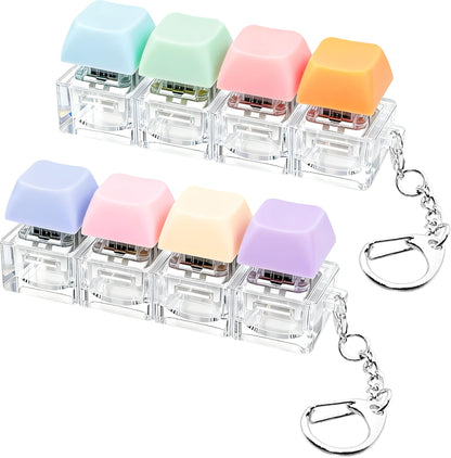 2 PCS Keyboard Fidget Toy, Keyboard Fidget Keychain 4-in-1 Keyboard Decompression Button Finger Clicker Toys, Keychain Button Stress Relief Fidget Gifts to Relief Stress (Transparent)