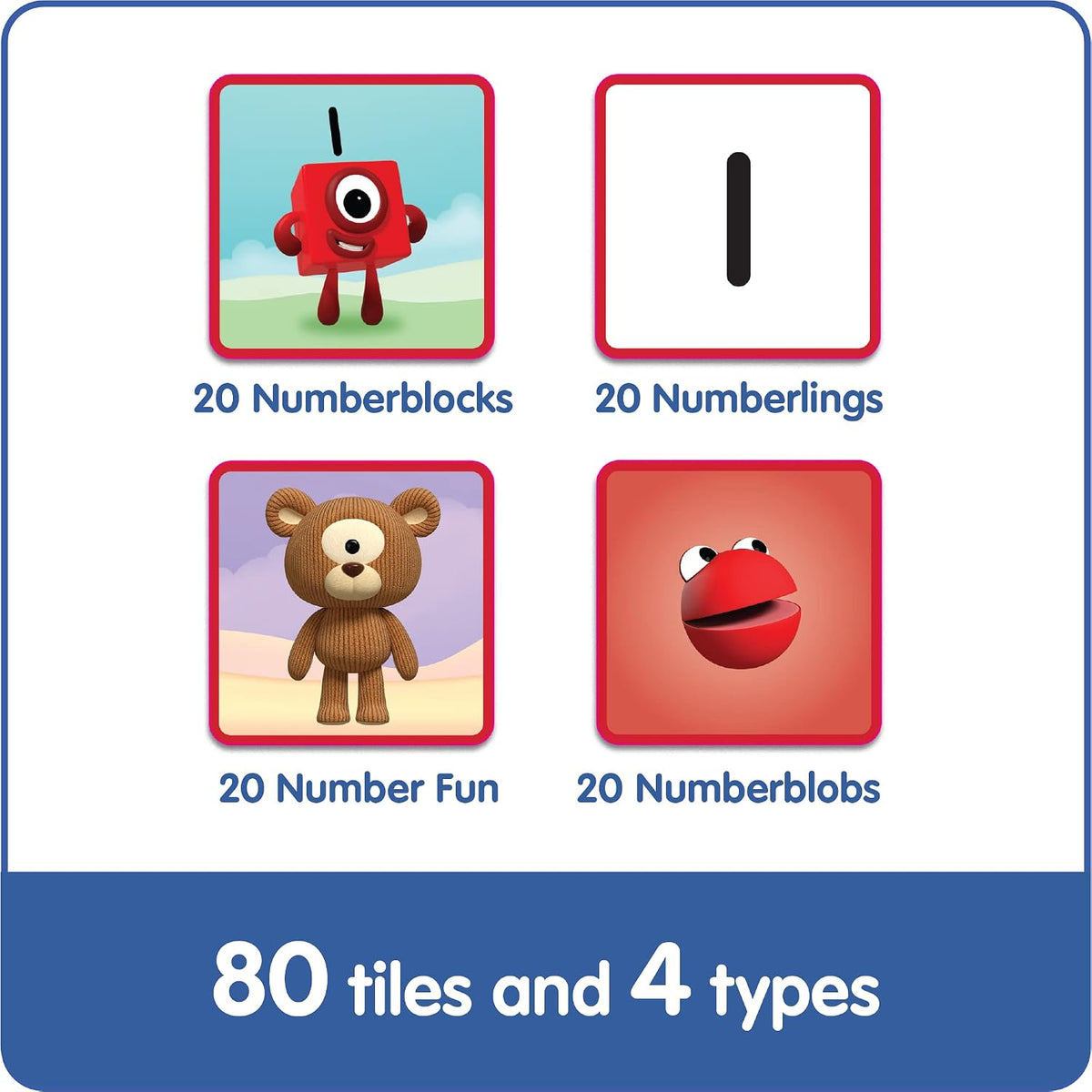 hand2mind Numberblocks Memory Match Game, Tile Game, 80 Tiles, Ages 3+