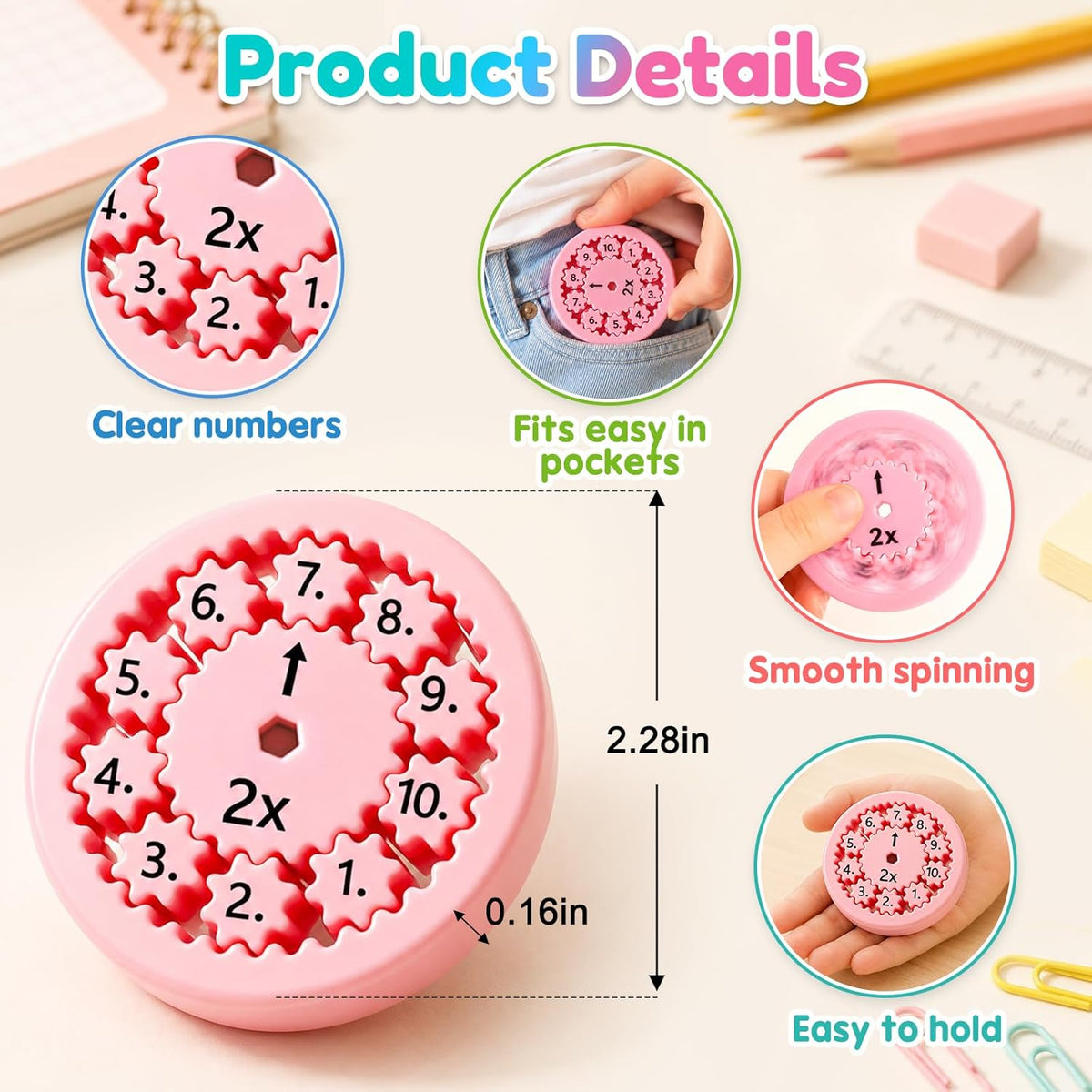 9 Pcs Math Fidget Spinners, 3rd 4th Grade Multiplication and Division Games