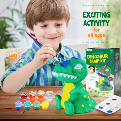 Paint Your Own Dinosaur Lamp Kit, Crafts for Kids Ages 6-12, Gifts for Boys