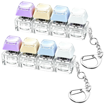 2 PCS Keyboard Fidget Toy, Keyboard Fidget Keychain 4-in-1 Keyboard Decompression Button Finger Clicker Toys, Keychain Button Stress Relief Fidget Gifts to Relief Stress (Transparent)