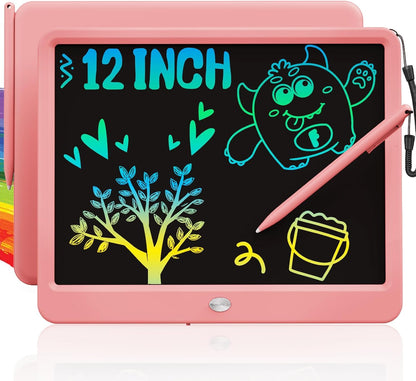 TEKFUN LCD Writing Tablet for Kids, 10-inch Coloring Drawing Pad, Mess Free Doodle Board, Airplane Travel Toys for Boys and Toddlers, Road Trip Essentials, Gifts for 3 4 5 6 7 8 Year Old Girls (Pink)
