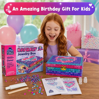 Jewelry Box Craft Kit for Girls Ages 8-12 - DIY Gem Mosaic Arts and Crafts