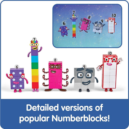 hand2mind Numberblocks Friends Six to Ten Figures – Official Licensed Character Action Figure Set, Numbers and Counting Figurines, Pretend Play Toys, for Kids Ages 3, 4, 5, 6, 7