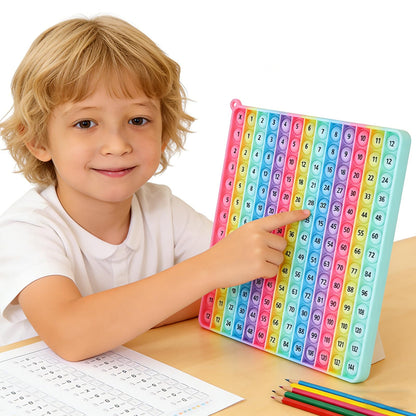 AK-SHIP 7.8in Big Size P0pp Math Toys , Rainbow Square Fidget Ttoy 100bubbles Stress Relieving Fidget Game for Teachers to Create Kinds of Math Manipulatives【with 1-100 Numbers Tables】