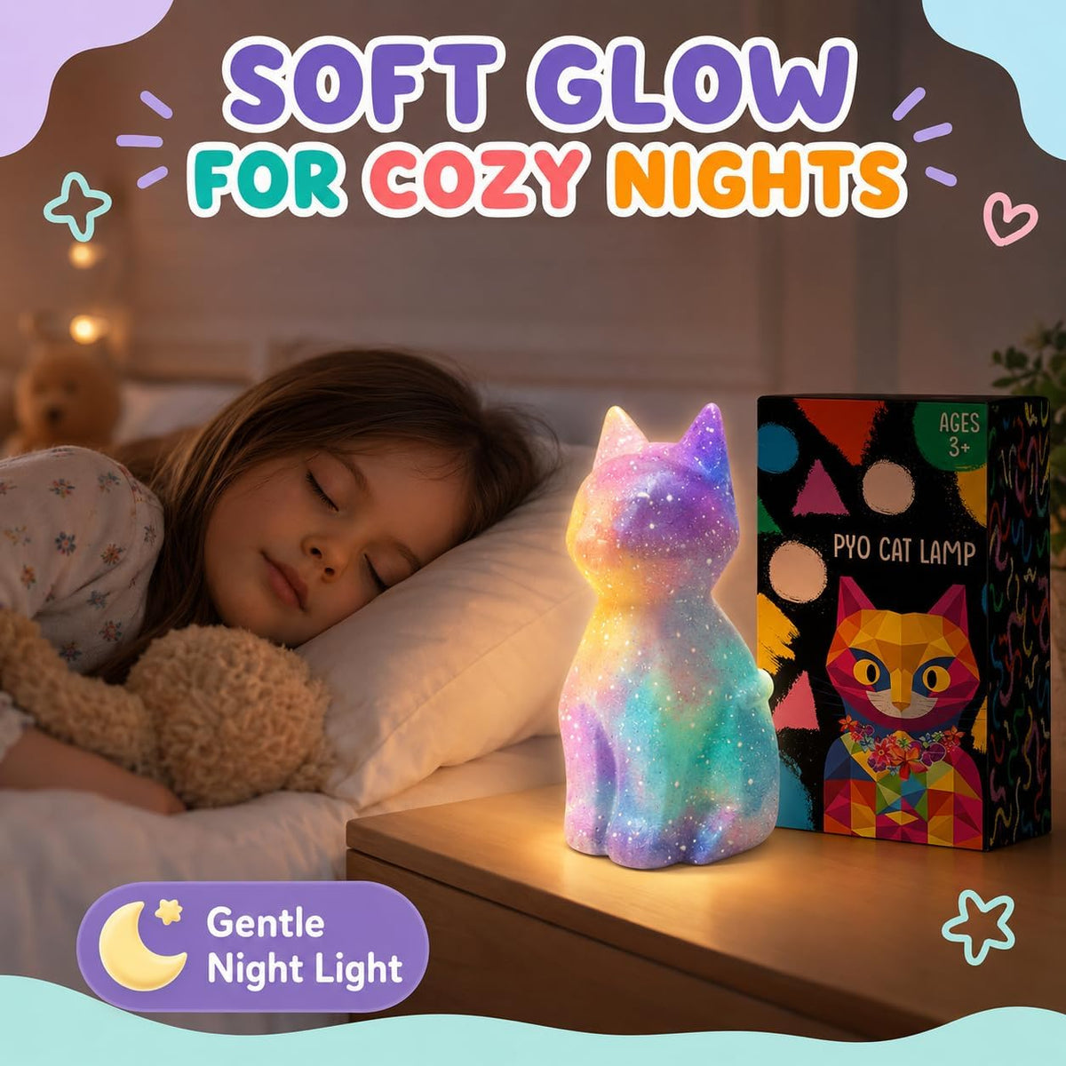 Goodyking Paint Your Own Cat Lamp Kit, DIY Cat Crafts Night Light, Painting Kit Arts & Crafts for Kids Ages 8-12, Art Supplies Birthday Easter Party Holiday Gift for Teens Girls Boys Age 3 4 5 6 7 8+