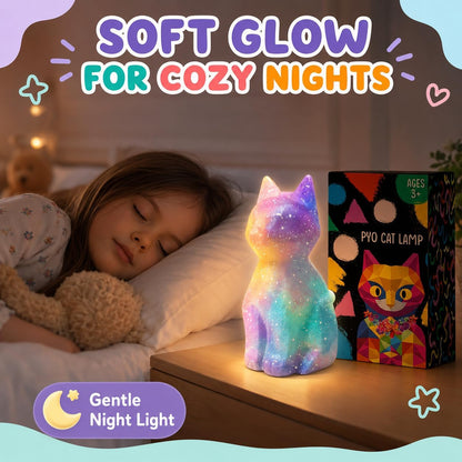 Goodyking Paint Your Own Cat Lamp Kit, DIY Cat Crafts Night Light, Painting Kit Arts & Crafts for Kids Ages 8-12, Art Supplies Birthday Easter Party Holiday Gift for Teens Girls Boys Age 3 4 5 6 7 8+