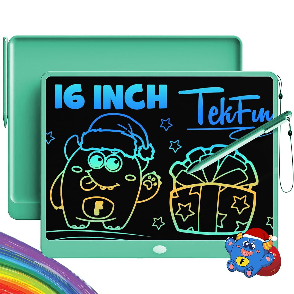 TEKFUN LCD Writing Tablet for Kids, 10-inch Coloring Drawing Pad, Mess Free Doodle Board, Airplane Travel Toys for Boys and Toddlers, Road Trip Essentials, Gifts for 3 4 5 6 7 8 Year Old Girls (Pink)