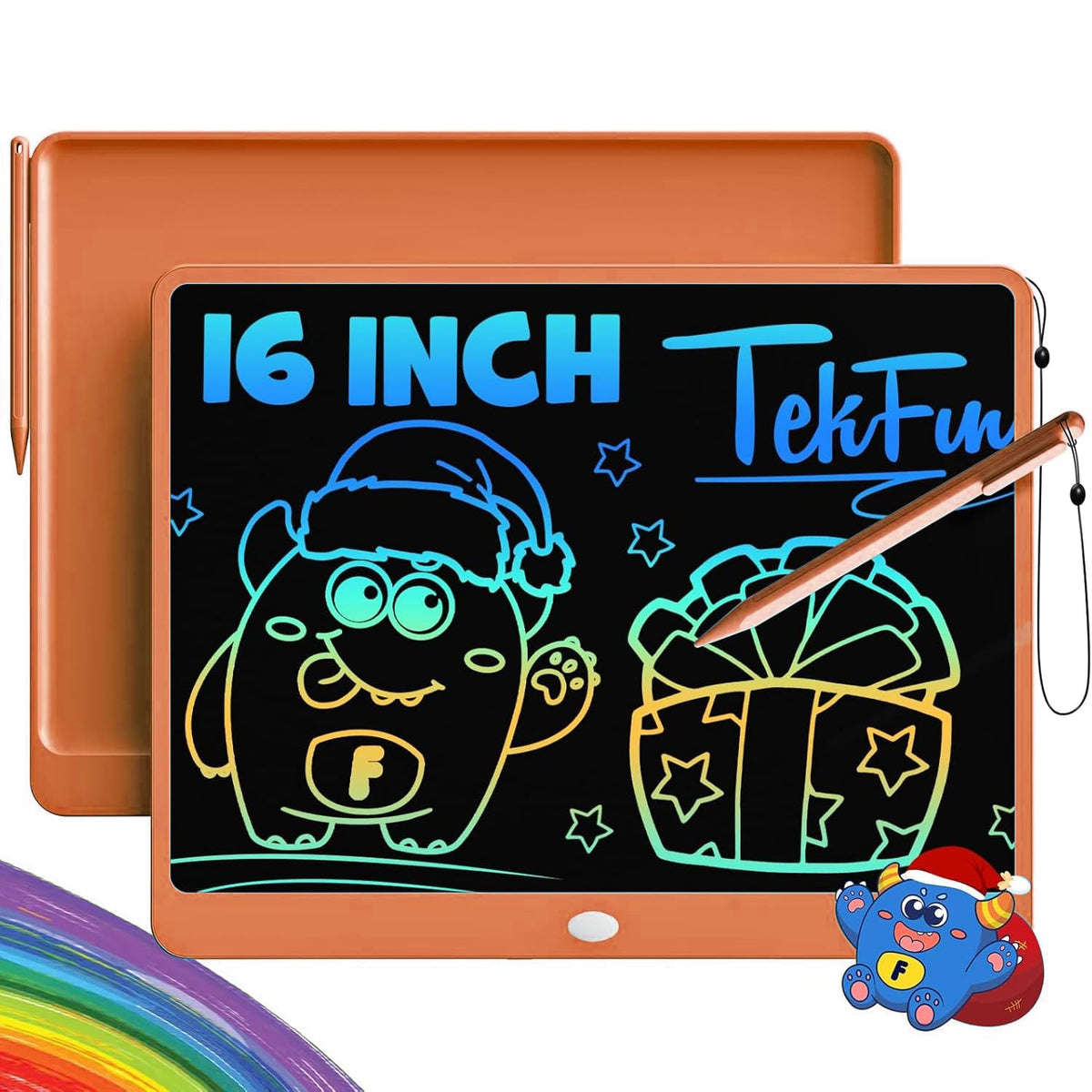 TEKFUN LCD Writing Tablet for Kids, 10-inch Coloring Drawing Pad, Mess Free Doodle Board, Airplane Travel Toys for Boys and Toddlers, Road Trip Essentials, Gifts for 3 4 5 6 7 8 Year Old Girls (Pink)