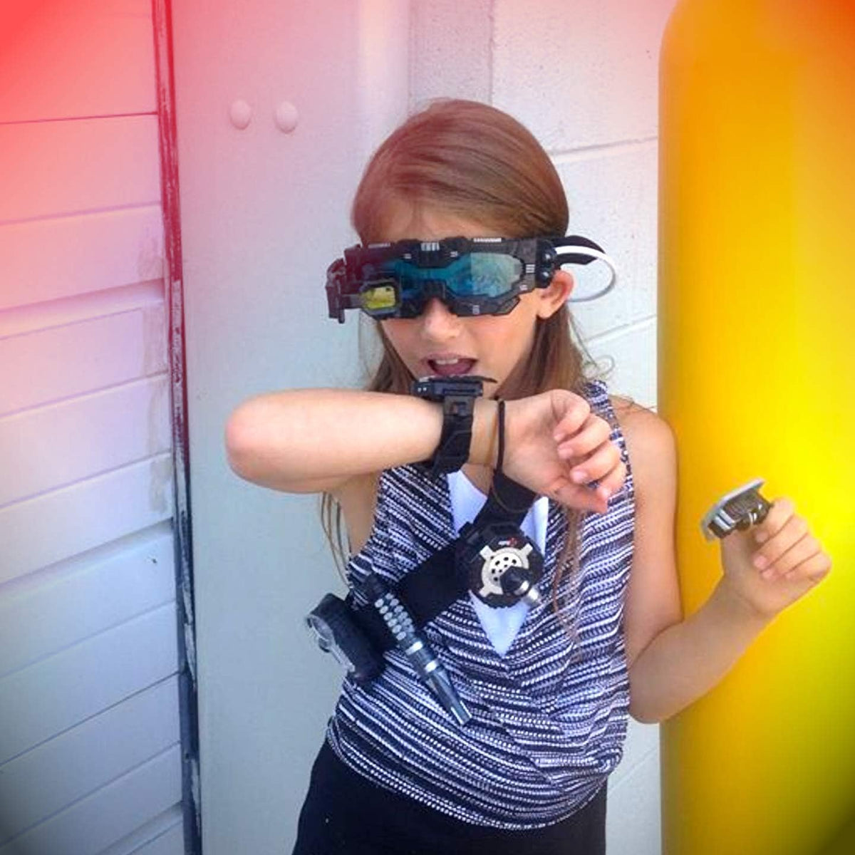 SpyX / Night Mission Goggles - Spy Kids Goggles Toy + LED Light Beams + Flip Out Scope. Adjustable Spy Lens/Glasses/Eyewear Toy Gadget for Junior Secret Agent Role Play in The Dark