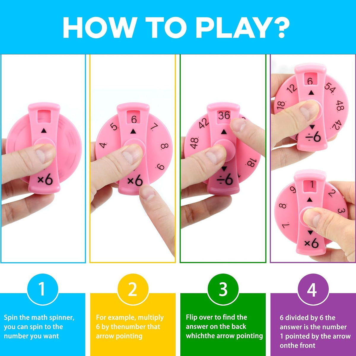 9 Pcs Math Fidget Spinners, Math Fidget Toy Learn Multiplication Division