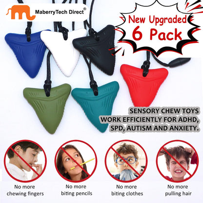 Chew Necklaces for Sensory Kids, 6 Pack Chewy Necklace Sensory Toys for Autism, ADHD, Anxiety- Silicone Teething Necklace Oral Chew Toys for Boys Girls Adults Chewer Reduces Chewing Fidgeting