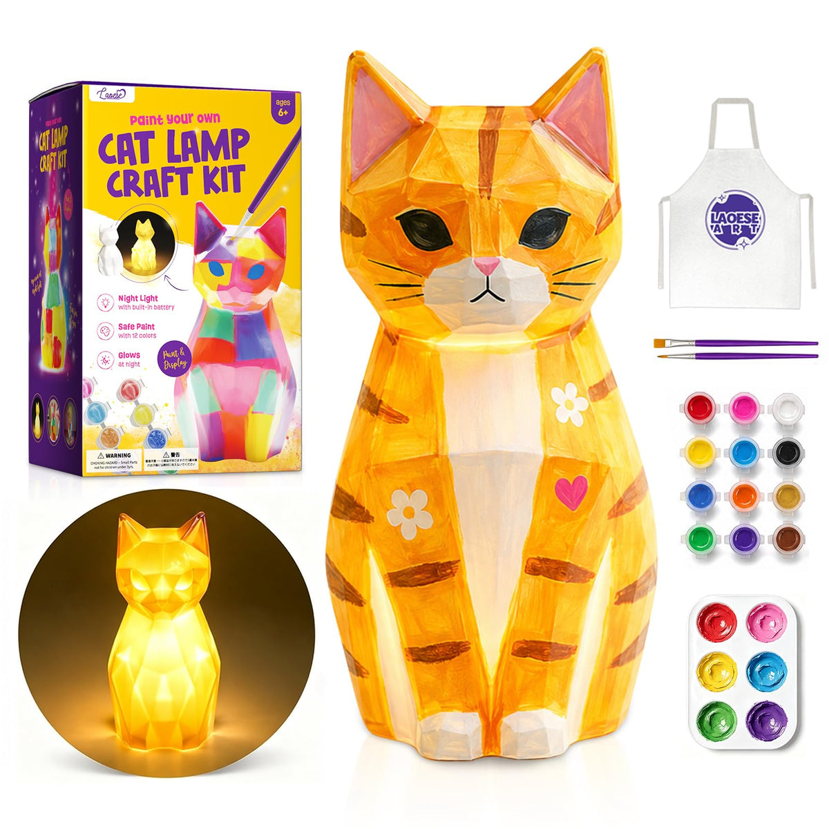 Paint Your Own Dinosaur Lamp Kit, Crafts for Kids Ages 6-12, Gifts for Boys