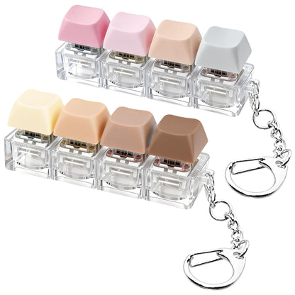2 PCS Keyboard Fidget Toy, Keyboard Fidget Keychain 4-in-1 Keyboard Decompression Button Finger Clicker Toys, Keychain Button Stress Relief Fidget Gifts to Relief Stress (Transparent)