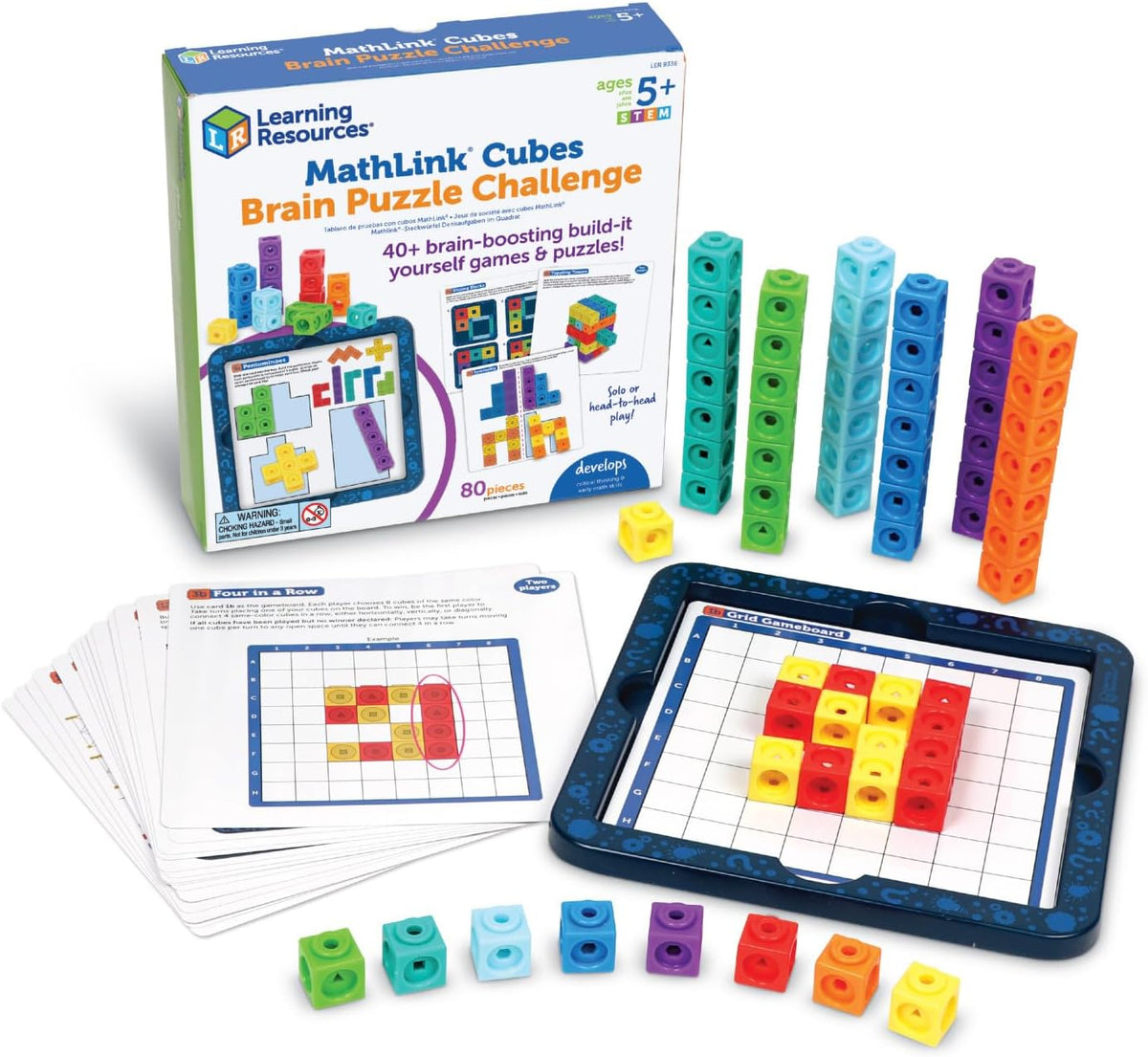 Learning Resources MathLink Cubes Kindergarten Math Activity Set Sea Adventures! - 115 Pieces, Age 5+, STEM Teaching Toys, Kindergartner Games