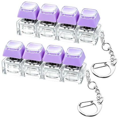 2 PCS Keyboard Fidget Toy, Keyboard Fidget Keychain 4-in-1 Keyboard Decompression Button Finger Clicker Toys, Keychain Button Stress Relief Fidget Gifts to Relief Stress (Transparent)