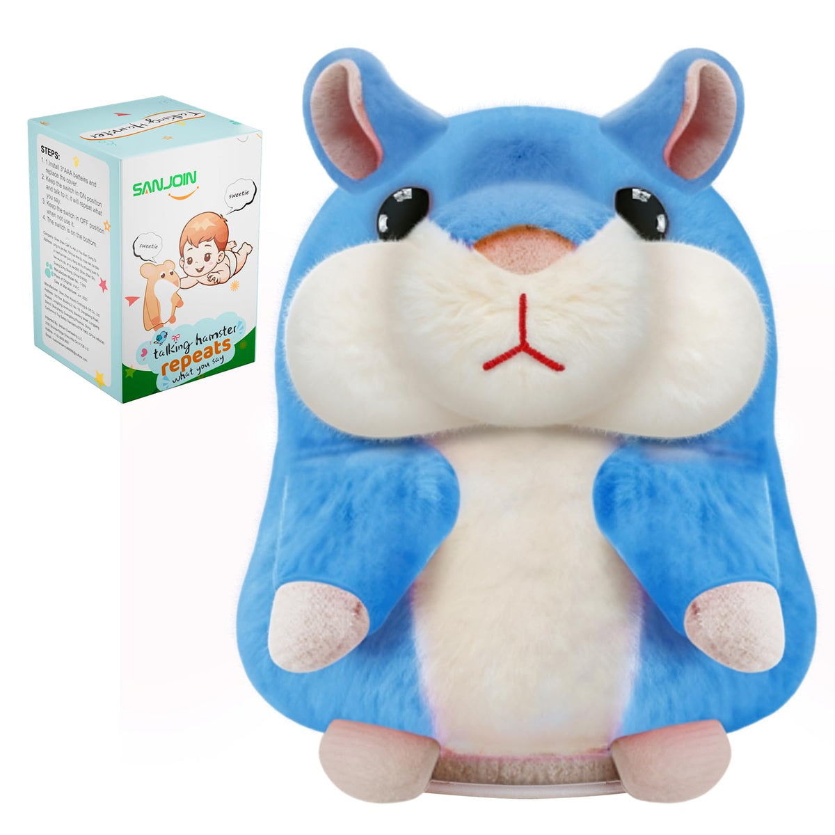 SANJOIN Toddler Kids Toys, Talking Hamster Repeats What You Say for Boys Girls, Stuffed Animals Interactive Plush Repeating Sensory Toy Gifts for 3+ Year Old Boy Girl Birthday Gift (Brown)