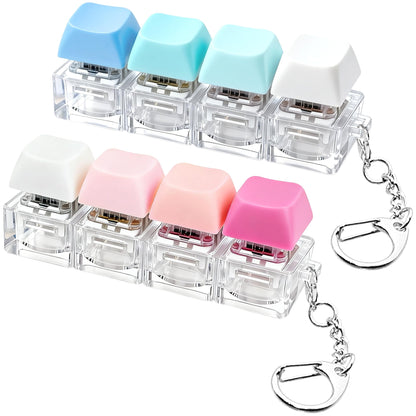 2 PCS Keyboard Fidget Toy, Keyboard Fidget Keychain 4-in-1 Keyboard Decompression Button Finger Clicker Toys, Keychain Button Stress Relief Fidget Gifts to Relief Stress (Transparent)