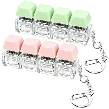 2 PCS Keyboard Fidget Toy, Keyboard Fidget Keychain 4-in-1 Keyboard Decompression Button Finger Clicker Toys, Keychain Button Stress Relief Fidget Gifts to Relief Stress (Transparent)