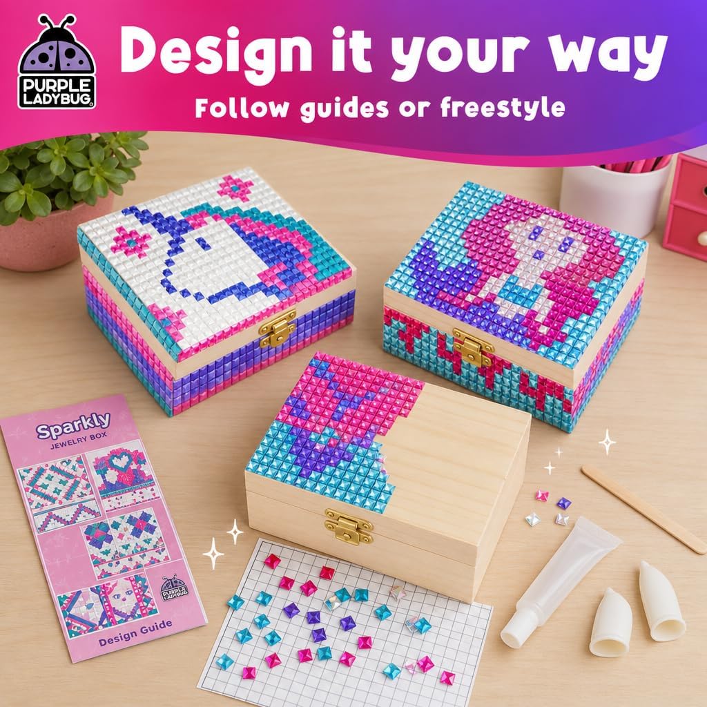 Jewelry Box Craft Kit for Girls Ages 8-12 - DIY Gem Mosaic Arts and Crafts