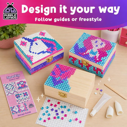 Jewelry Box Craft Kit for Girls Ages 8-12 - DIY Gem Mosaic Arts and Crafts